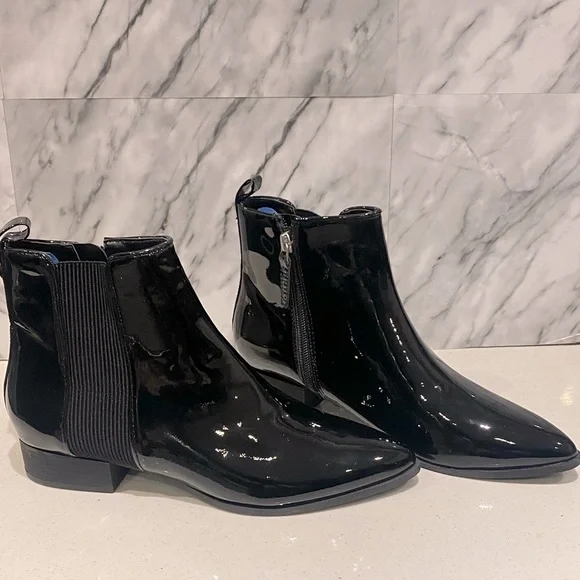 New - DKNY stylist ankle boots pattern leather very glossy - Picture 3 of 8